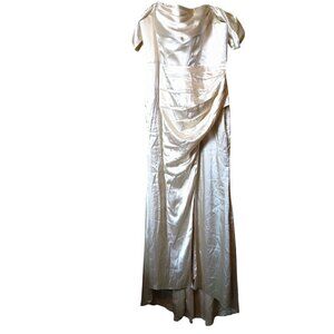 Unbranded Women's Plus Size 20 Off The Shoulder Formal Dressy Beige Maxi Dress